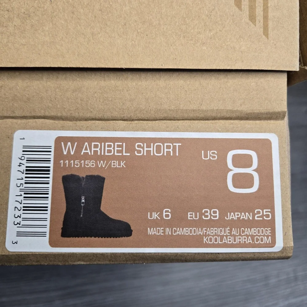 UGG Koolaburra Aribel Short Black Suede Women's Size 8 New in Box Faux Fur - Picture 2 of 11